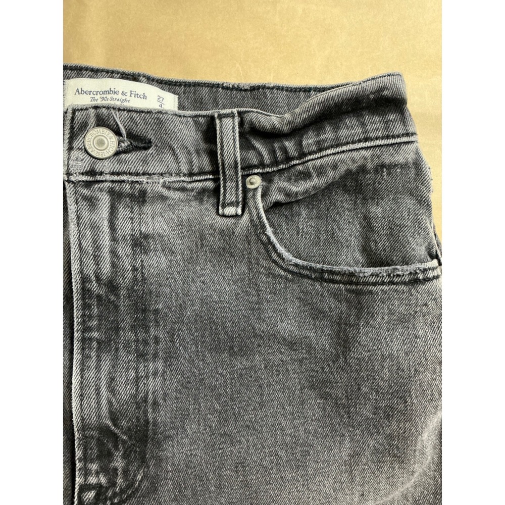 Abercrombie Women 90s Straight Ultra High Rise Black Distressed Denim 27 Grunge - Picture 8 of 11